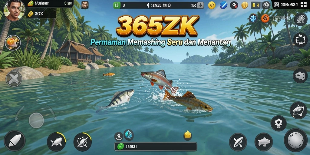 Tampilan gameplay seru saat memancing di 365ZK.