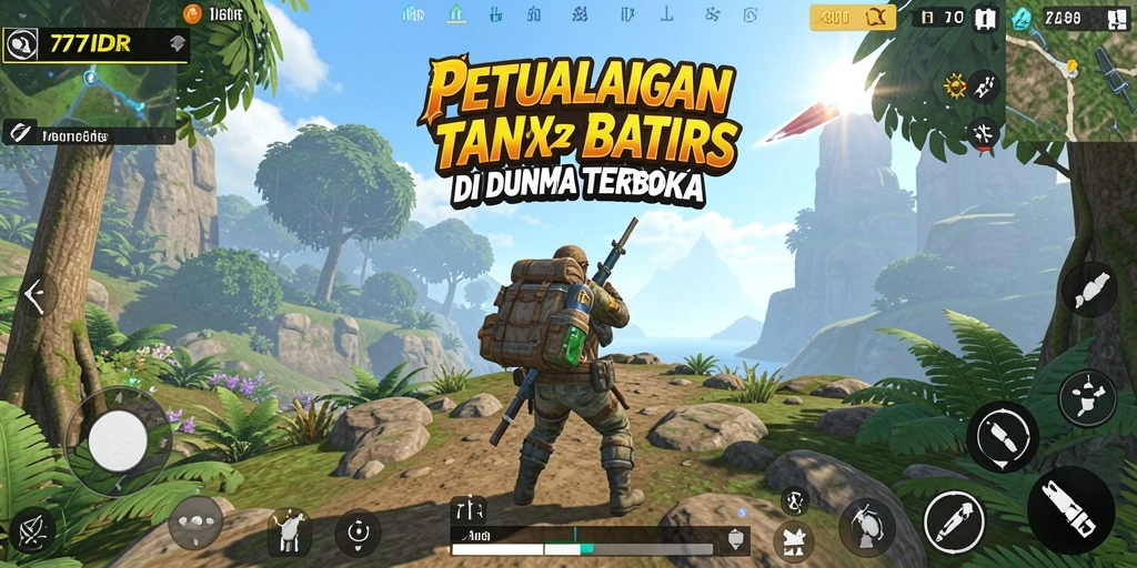 Screenshot gameplay 777IDR yang menampilkan petualangan di dunia terbuka.