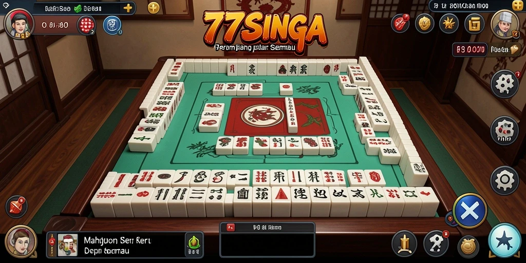 Screenshot gameplay 77SINGA yang memperlihatkan aksi seru permainan Mahjong.