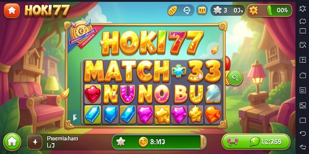 Tampilan gameplay HOKI777 dengan elemen Match-3 yang menarik.