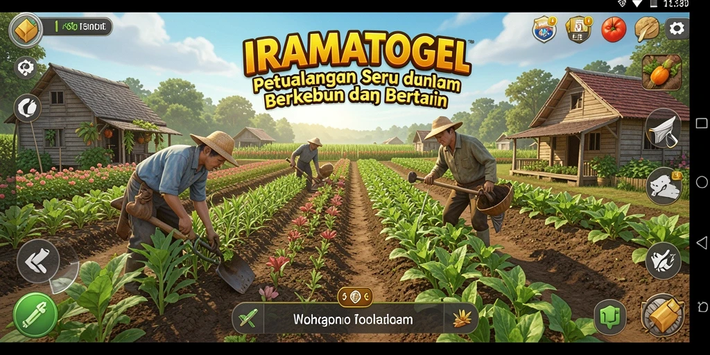 Tampilan gameplay IRAMATOGEL menunjukkan aktivitas bertani yang menarik.