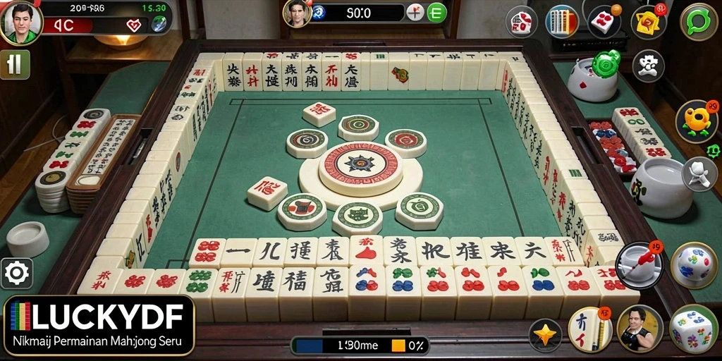 Tangkapan layar gameplay LUCKYDF yang menyuguhkan keseruan Mahjong.