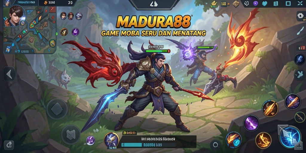 Screenshot utama gameplay <strong>MADURA88</strong> menunjukkan pertarungan seru antara karakter.