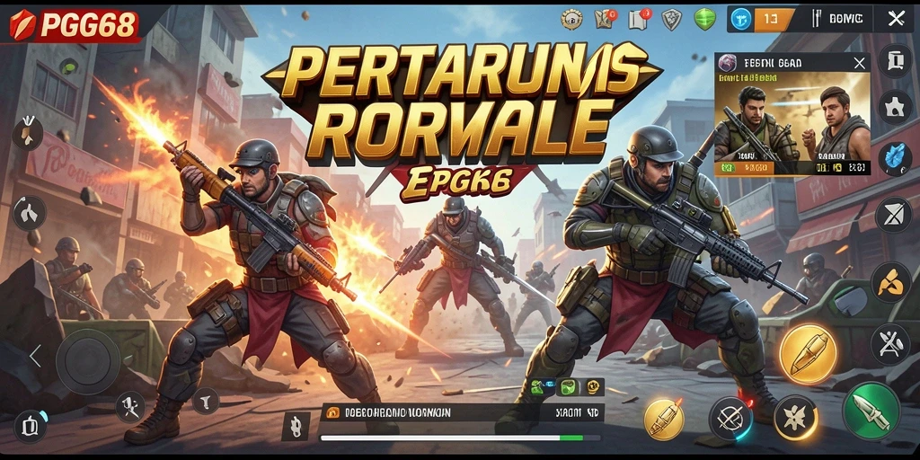 Tangkapan layar gameplay menegangkan dari PGG68 yang menunjukkan aksi Battle Royale.