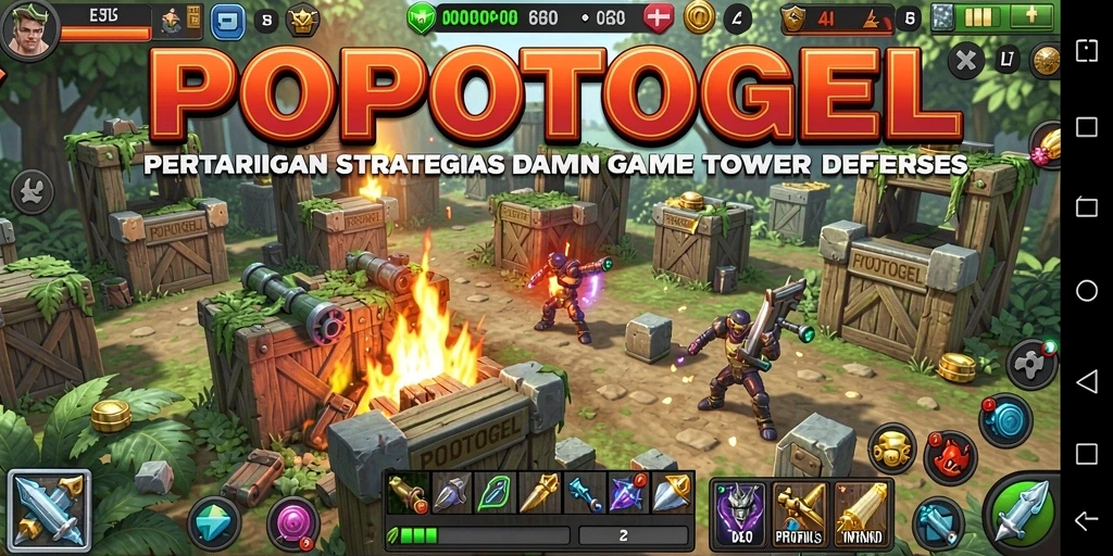 Tampilan gameplay menawan dari POPOTOGEL dalam mode Tower Defense.