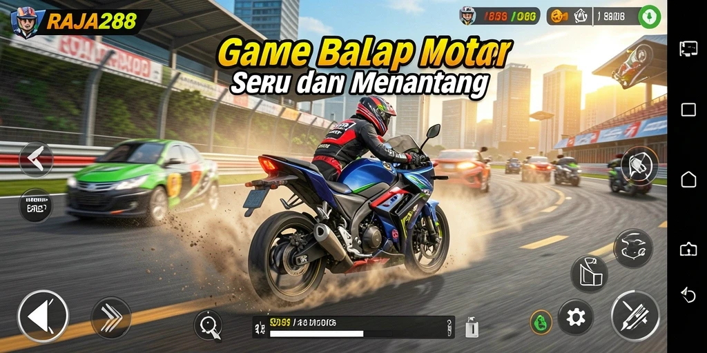Gameplay seru balap motor di RAJA288 dengan banyak lintasan menantang.