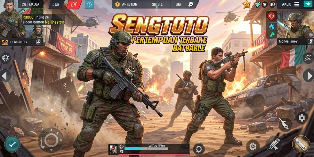Gameplay SENGTOTO menampilkan pertarungan epik dalam arena Battle Royale.